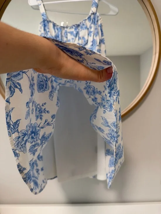 Trixxi White Dress with Blue Floral Print - Picture 4 of 9